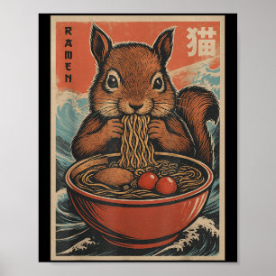 Anime Squirrel Ramen Japanska Kawaii-gåvor För man Poster