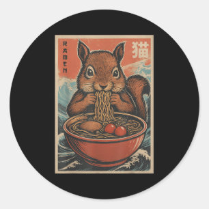 Anime Squirrel Ramen Japanska Kawaii-gåvor För man Runt Klistermärke