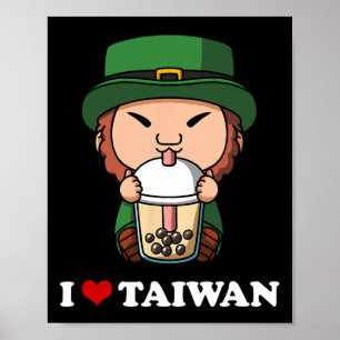 Anime St patricks day Leprechaun Bubble Tea I Kärl Poster