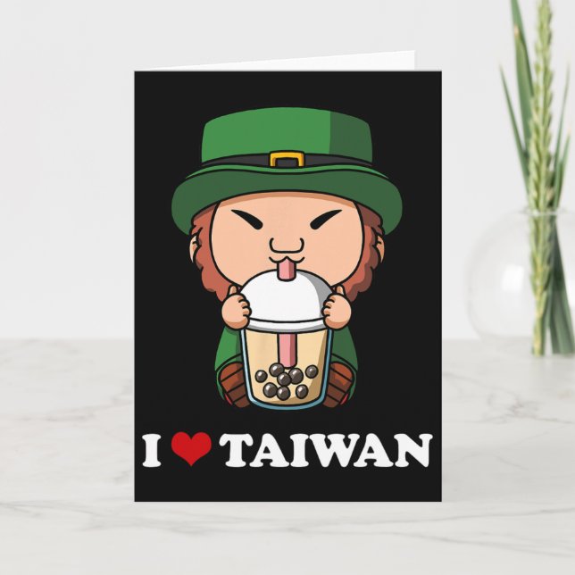 Anime St Patricks Day Leprechaun Bubble Tea Jag äl Kort (Framsida)