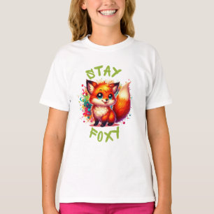 Anime Stil Bebis Räv med Färgrik Målarfärg Håll di T Shirt
