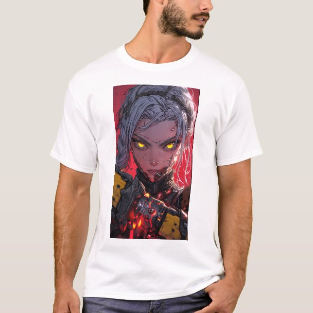 Anime Stil Concept Art on Red Background T-Shirt (Framsida)