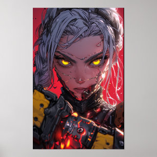 Anime-Stil Concept Art på Red Background Poster