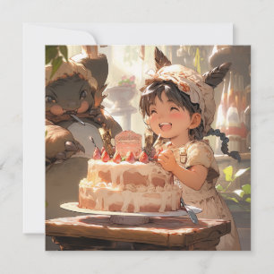 Anime-stil Födelsedagsfirande Konst Inbjudningar