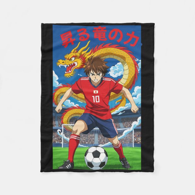 Anime Stil Fotboll Forward Hjälte Kraft Guldmål Fleecefilt (Framsidan)