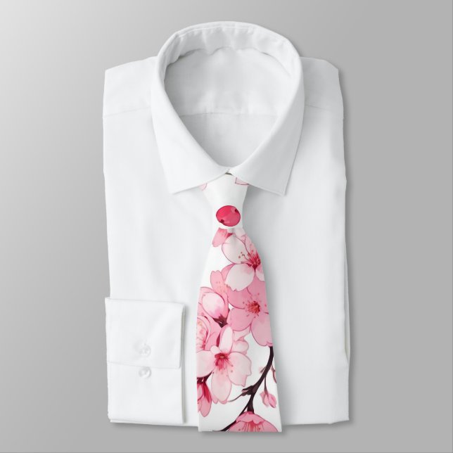 Anime Stil Rosa Cherry Blommar Mönster Slips (Bunden)