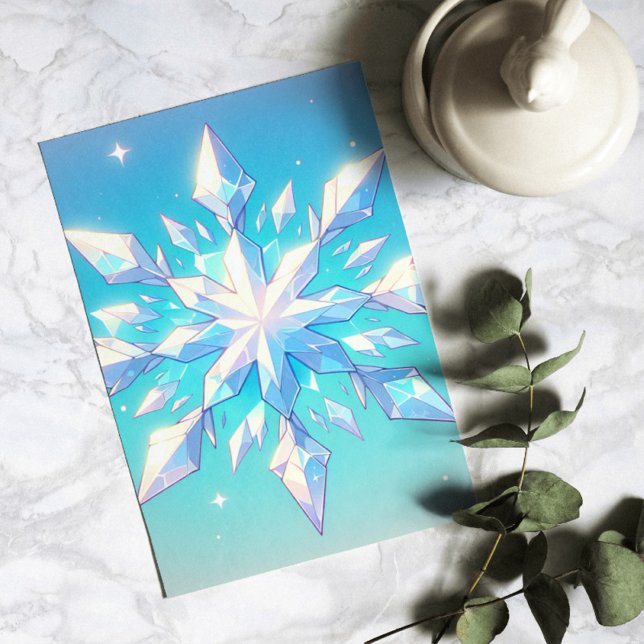 Anime Stil Snowflake Art Elegant Winter Vykort (Skapare uppladdad)