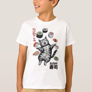 Anime-stil Sushi Cat Harajuku Tokyo Japan Cat Caf T Shirt