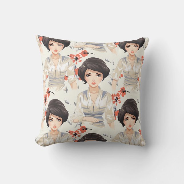 Anime Stil Woman Kudde (Framsida)