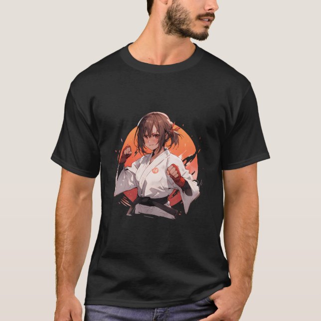 Anime Straight Hair Brazilian Jiu-Jitsu Mial T Shirt (Framsida)