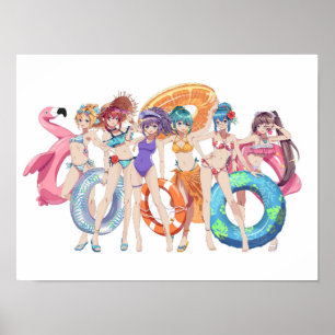 Anime strandflickor sommargrupp poster