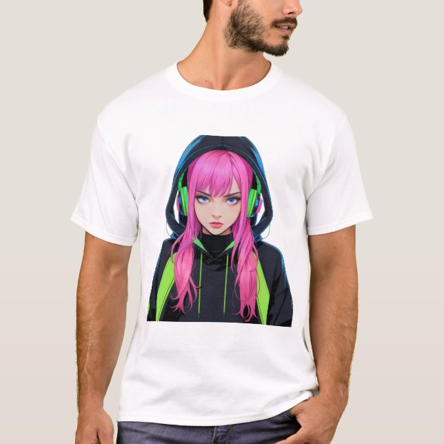 Anime Streetwear Girl T Shirt (Framsida)