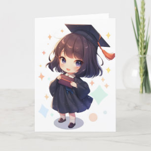 Anime Student Chibi Girl Helgkort