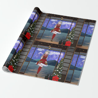 Anime Style Girl Christmas Wrapping Paper Presentpapper