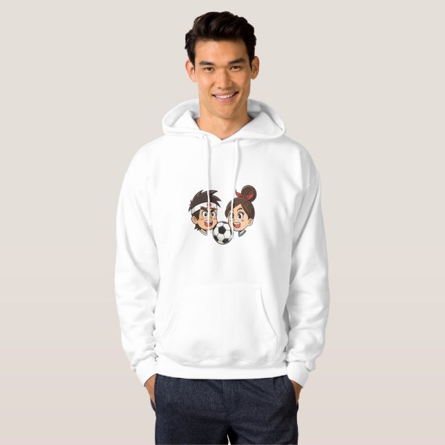 Anime Style soccer Couple Hoodie (Hel framsida)