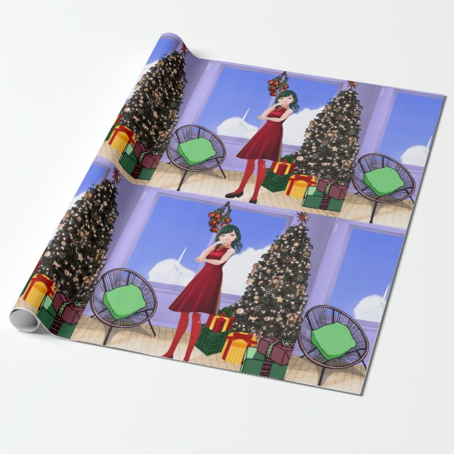 Anime Style Wrapping Paper Presentpapper (Utrullad)