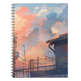 Anime Sunset - Aesthetic Cityscape - Golden Hour Anteckningsbok