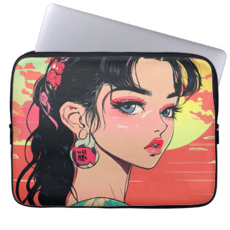 Anime Sunset Girl Laptop Pad Fodral