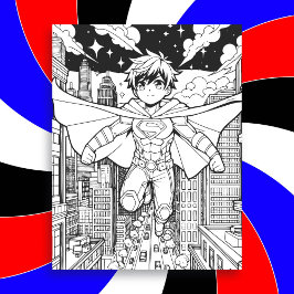 Anime Superhjälte Pojke | Barns Målarbok