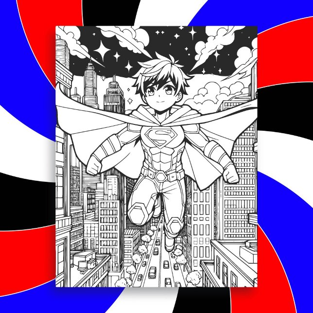 Anime Superhjälte Pojke | Barns Målarbok  (Skapare uppladdad)