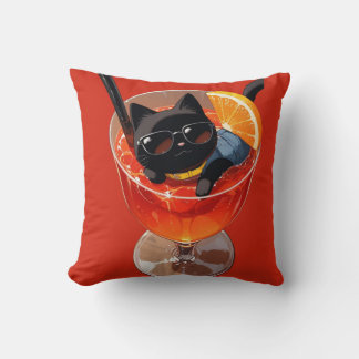 anime svart katt på semester kudde