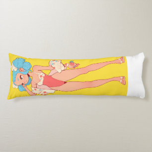 Anime Swimdress Girl Gult Kroppskudde