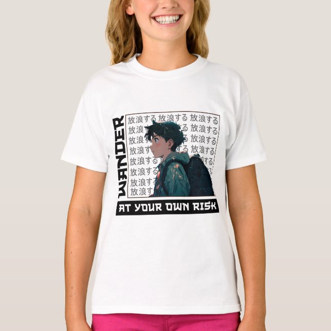 Anime T-Shirt | Anime Småbarn | vandrande animerin (Framsida)