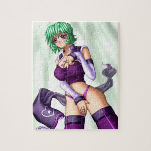 Anime täcker upp flicka pussel