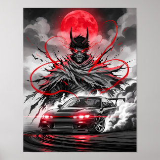 Anime Tävla Oni - Sumi-e Bläck Street Racer Poster