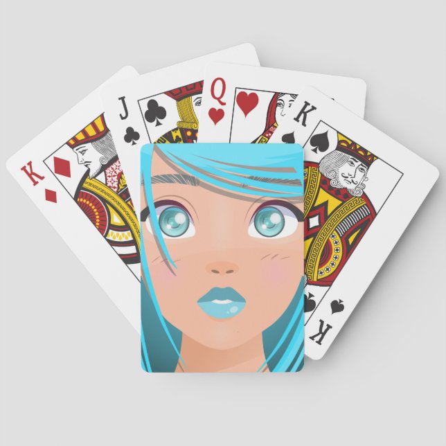 ANIME TECKNAD Flicka Casinokort (Baksidan)