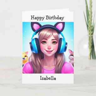 Anime Theter Girl's Birthday   Färgsida Kort
