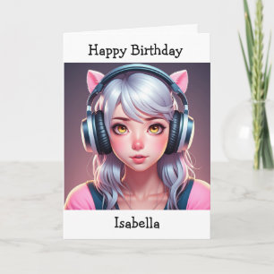 Anime Theter Girl's Birthday   Färgsida Kort