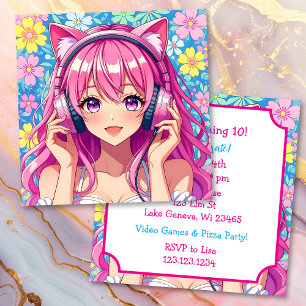 Anime Theter Girl's Födelsedagsfest Inbjudningar