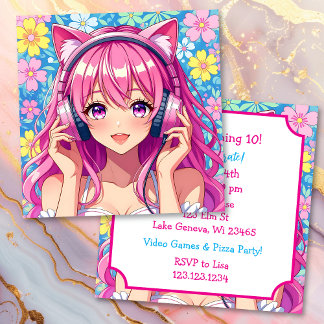 Anime Theter Girl's Födelsedagsfest Inbjudningar