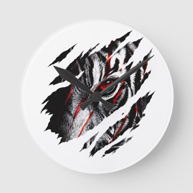 Anime Tiger Eyes Genom Scratch Rund Klocka (Framsida)