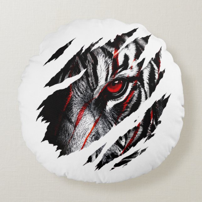 Anime Tiger Eyes Genom Scratch Rund Kudde (Framsidan)