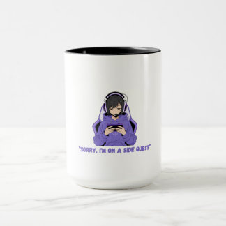 Anime Tjej Gamer Lila Spelande Konst Mugg