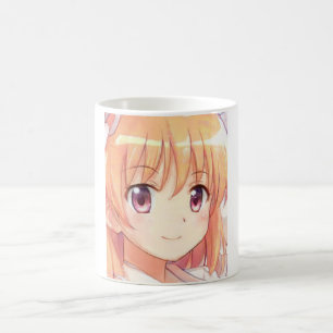 Anime tjej med rödaktigt hår och plommonfärgade ög kaffemugg