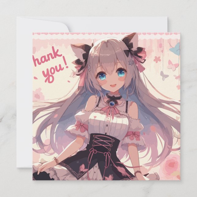 Anime Tjej Tack Kort  (Framsida)