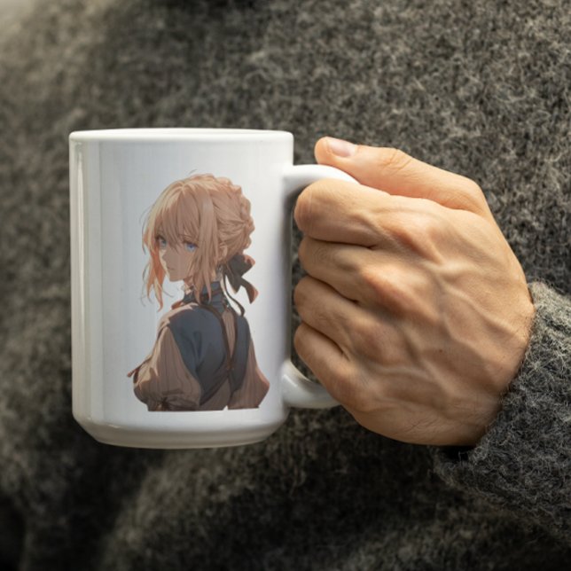 Anime-tjejen undrar om du tänker på henne? kaffemugg (Skapare uppladdad)