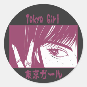 Anime Tokyo Girl Runt Klistermärke