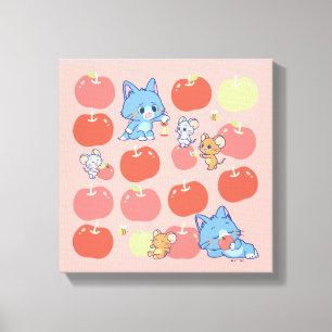 Anime Tom, Jerry och Tuffy Apple Mönster Canvastryck