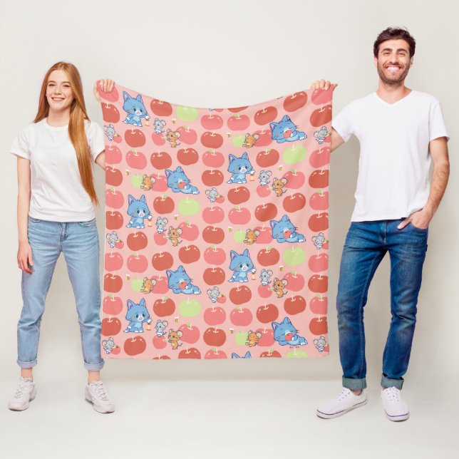 Anime Tom, Jerry och Tuffy Apple Mönster Fleecefilt (På plats)