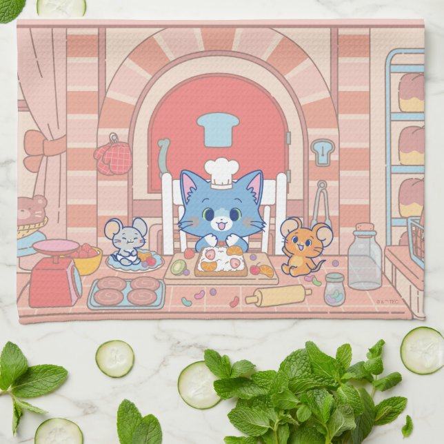 Anime Tom, Jerry och Tuffy Bakery Kökshandduk (Vikta)