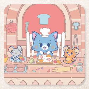 Anime Tom, Jerry och Tuffy Bakery Underlägg Papper Kvadrat