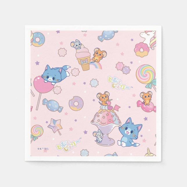 Anime Tom, Jerry och Tuffy Candyland Mönster Pappersservett (Framsidan)