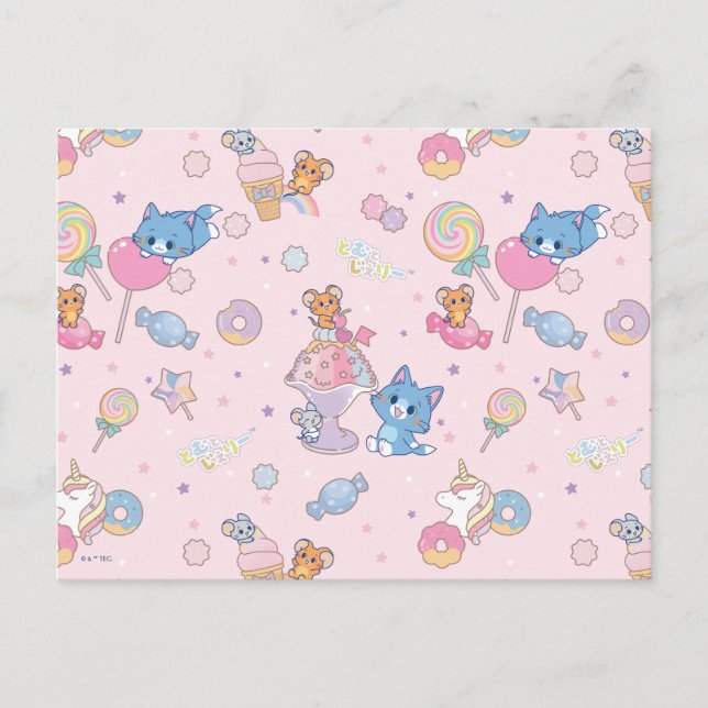 Anime Tom, Jerry och Tuffy Candyland Mönster Vykort (Framsida)