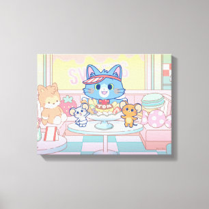 Anime Tom, Jerry och Tuffy Dessert Parlor Canvastryck