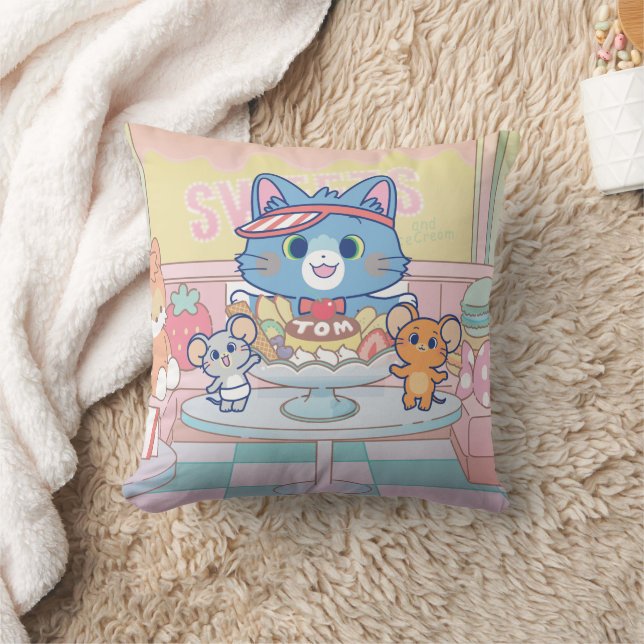 Anime Tom, Jerry och Tuffy Dessert Parlor Kudde (Filt)