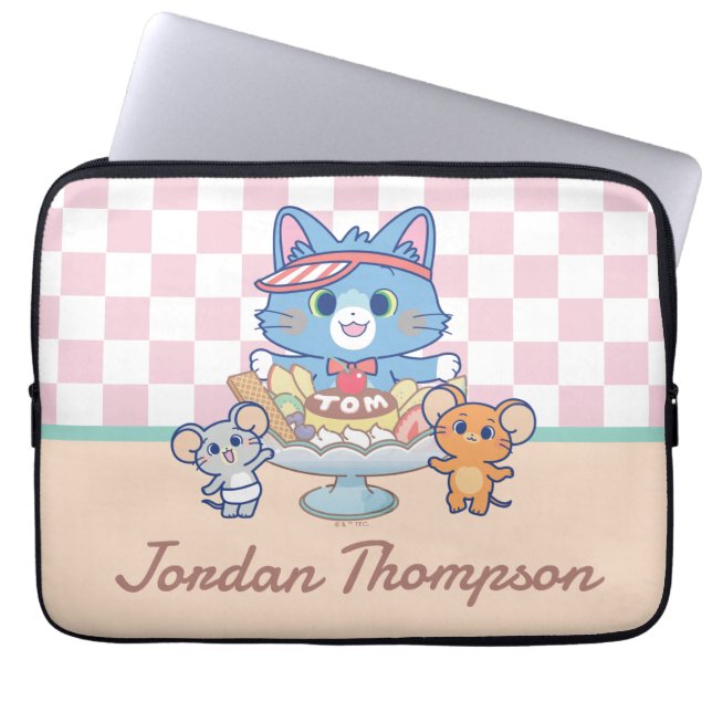 Anime Tom, Jerry och Tuffy Dessert Parlor Laptop Fodral (Framsidan)